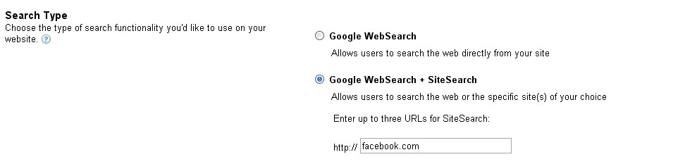 Customized Facebook Google Search Box in this way